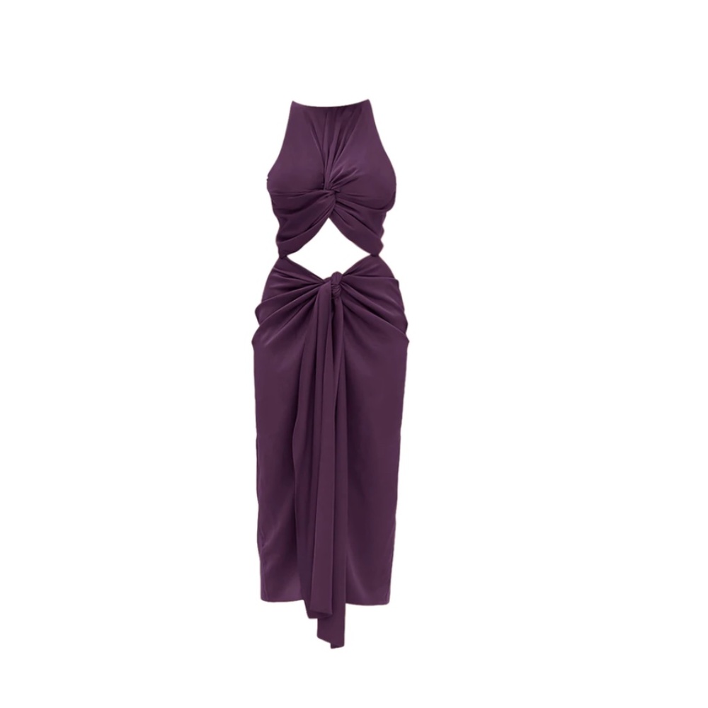 Andrea Iyamah Reni Plum Midi Dress - Brand New, Never Worn, Size L